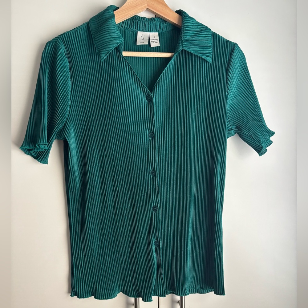 Joie Teal Ribbed 2 piece set Blouse w/ Pants - Picture 2 of 7